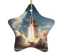 Albero di Natale in ceramica da appendere a forma di stella decorazioni per le vacanze WHJSHOP Kennedy Space Center Rocket Launch stampe piccole e squisite