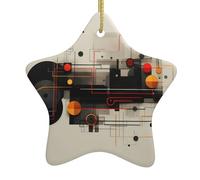 Albero di Natale in ceramica da appendere a forma di stella decorazioni WHJDPP Lines and Shapes Pattern con filo dorato facile da appendere