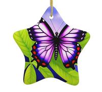Albero di Natale in ceramica da appendere a forma di stella decorazioni WHJSHOP viola pittura a olio farfalla stampa facile da appendere su alberi, porte e finestre