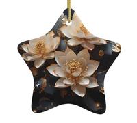 Albero di Natale in ceramica da appendere a forma di stella decorazioni WHJSSF Bohemian Golden Lotus Pattern Facile da appendere su alberi, porte e finestre