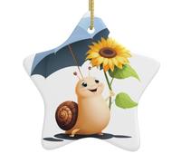 Albero di Natale in ceramica da appendere a forma di stella, decorazioni YYHWHJDE girasole lumaca sotto l'ombrello stampe facili da appendere su alberi, porte e finestre