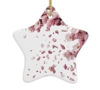 Albero di Natale in ceramica da appendere a forma di stella ornamentale WINHGA Petali che volano in tutto il cielo modello facile da appendere per feste di vacanza 7,9 x 7,9 cm