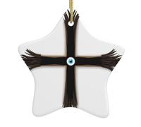 Albero di Natale in ceramica da appendere a forma di stella ornamento WHJDPP Eyes dietro la croce stampe per da decorazione domestica display commerciali