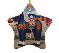 Albero di Natale in ceramica da appendere a forma di stella ornamento WHJSHOP città natale della Dala Horse Pattern per da Home Decor display commerciali