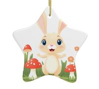 Albero di Natale in ceramica da appendere a forma di stella, ornamento WHJSSF Little Rabbit in The Fungo Garden Picture con cavo metallico perforato e placcato oro