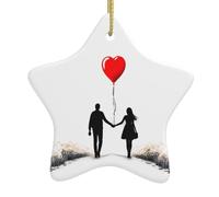 Albero di Natale in ceramica da appendere a forma di stella, ornamento WHJSSF Stay with You Forever, con cordoncino in metallo perforato e placcato oro
