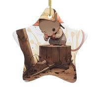 Albero di Natale in ceramica da appendere a forma di stella, ornamento WHJSSF The Little Mouse Making Faces Picture può aggiungere un tocco romantico a festival o feste
