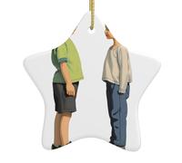 Albero di Natale in ceramica da appendere a forma di stella ornamento WINHGA Turn Around and Meet You modello facile da appendere per feste di vacanza 7,9 x 7,9 cm