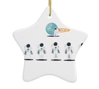 Albero di Natale in ceramica da appendere a forma di stella, ornamento YYHHAOFA Astronauts Among The Planets stampato con cavo metallico perforato e placcato oro