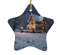 Albero di Natale in ceramica da appendere a forma di stella pendente decorazioni per le vacanze WHJSHOP Winter Fiabe Stampe piccole e
