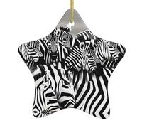 Albero di Natale in ceramica da appendere a forma di stella WHJHBD Zebre in Sud Africa, facile da appendere per feste di festa, 7,9 x 7,9 cm