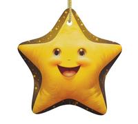 Albero di Natale in ceramica da appendere a forma di stella WHJSHOP Big Star Among The Stars, con cordoncino in metallo perforato e placcato oro