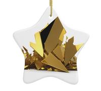 Albero di Natale in ceramica da appendere a forma di stella WHJSSF con frammenti di vetro dorato immagine con cavo metallico perforato e placcato oro