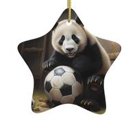 Albero di Natale in ceramica da appendere a forma di stella WHJSSF Panda che gioca con l'immagine della palla può aggiungere un tocco romantico a festival o feste