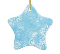 Albero di Natale in ceramica da appendere a forma di stella WINHGA Water Wave Pattern facile da appendere per feste di vacanza 7,9 x 7,9 cm