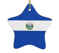 Albero di Natale in ceramica da appendere a forma di stella YYHWHJDE El Salvador, con cordino in metallo perforato e placcato oro