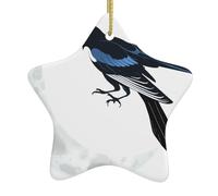 Albero di Natale in ceramica da appendere a forma di stella YYHWHJDE Gazza sulla luna, con cordino in metallo perforato e placcato oro