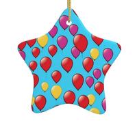 Albero di Natale in ceramica da appendere a forma di stella YYHWHJDE Palloncini Flying in the Sky Pattern con cavo metallico perforato e placcato oro