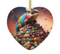 Albero di Natale in ceramica da appendere Love Ciondolo decorazioni YYHWHJDE Chameleon nel mucchio di caramelle Stampe Design squisito 7,9 x 7,9 cm