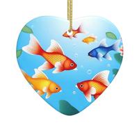 Albero di Natale in ceramica da appendere Love Ciondolo decorazioni YYHWHJDE Golden Fish Stampe Design squisito 7,9 x 7,9 cm