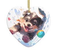 Albero di Natale in ceramica da appendere Love Ornament YYHWHJDE Playful Puppies Stampe con cavo metallico perforato e placcato oro