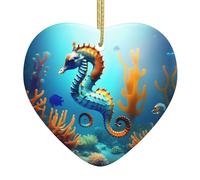 Albero di Natale in ceramica da appendere Love Ornament YYHWHJDE Seabed Coral Seahorse stampe con cavo metallico perforato e placcato oro