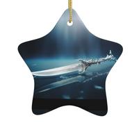 Albero di Natale in Ceramica Hanging Star Ciondolo Yyhwhjde Arte Strana Armi Stampe Accuratamente Forato Fori Corda di Metallo