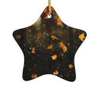 Albero di Natale in ceramica Hanging Star Ornament WHJHBD Falling Leaves in The Rain Stampe facile da appendere per feste di festa 7,9 x 7,9 cm