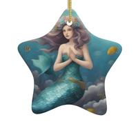 Albero di Natale in ceramica Hanging Star Ornament WHJSHOP Mermaid Pattern per da Home Decor Display commerciali