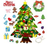 Albero di Natale In Feltro, Albero di Natale In Feltro Fai da Te da 100 Cm con 32 Decorazioni Pendenti Rimovibili, Set di Alberi di Natale per Bambini Piccoli, Decorazione per Porte e Pareti