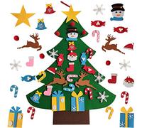Albero di Natale in feltro, albero di Natale per bambini, 100 cm, albero di Natale in feltro fai da te con 26 ornamenti rimovibili, decorazioni da parete per Capodanno