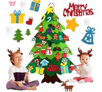 Albero di Natale in feltro, albero di Natale per bambini, 110 cm, albero di Natale in feltro fai da te con 34 decorazioni rimovibili