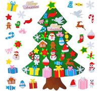 Albero di Natale in Feltro Bambini DIY, Ornamenti Staccabili, Regalo di Natale per Bambini, Decorazione da Parete per Porta, Finestra, Soggiorno, Ufficio, Aula (newA)