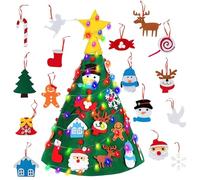 Albero di Natale in Feltro Generico, 50x70 cm, con 16 Ornamenti e Luci LED Multicolori, Pieghevole e Predisposto per l'Illuminazione, per Decorazione Indoor e Festivit Natalizie