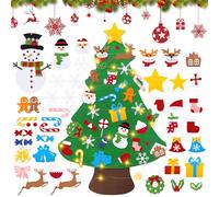 Albero di Natale in Feltro per Bambini, Albero di Natale DIY con Luci LED e 40 Decorazioni per Regali di Natale, Parete, Porte, Ufficio, Aula