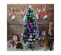 ALBERO DI NATALE IN FIBRA OTTICA 150CM VERDE MULTICOLORI CON PUNTA STELLA A LED