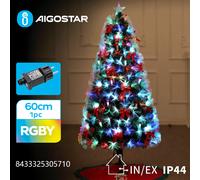 Albero di Natale in fibra ottica 60cm 55 led Rgby multicolor -rami folti- 8 gioc