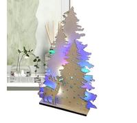 Albero di Natale in legno, albero di Natale in miniatura | Ornamenti per albero di Natale da tavolo | albero di Natale in legno illuminato per