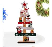 Albero di Natale in legno da tavolo | con pupazzo di neve Santa Gnomes piano tavolo tavola di legno - Decorazione natalizia robusta e affidabile per uffici, , biblioteca, bordo