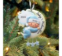 Albero di Natale in Legno Personalizzato Nome Testo Anno Decorazione Natalizia Personalizzata Palla di Natale appesa Regali di Natale (A)