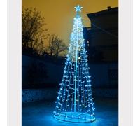 Albero di Natale in metallo a cono da 2 mt con 480 luci a led Blu e flash bianco