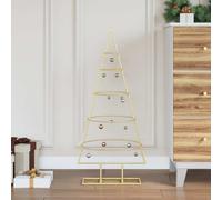vidaXL Albero di Natale in metallo con supporto Oro 90 cm