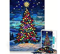 Albero di Natale in vetro colorato, puzzle da 1000 pezzi per ragazzi, gioco stimolante per il pensiero creativo, semplice e divertente, taglio preciso, Babbo Natale, scegli il tuo desiderio 38x26cm