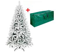Albero Di Natale Innevato 180 Cm Con Sacca Effetto Reale 723 Rami Foltissimo Molto Folto Rami A Gancio Base A Croce Sicura In Metallo Doppia Foglia Colorata In PVC Abete Natalizio (180 Cm 723 Rami)
