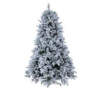 Albero di Natale Innevato Bianco 210 cm Effetto Naturale Folto con Pigne, Apertura Facile ad Ombrello, Arves