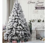 Albero Di Natale Innevato Gran Sasso 180 cm 955 Rami Super Folto Effetto Neve