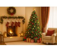 Albero di Natale Irpinia 210 cm Verde PVC 1384 Aghi Sistema a Ombrello