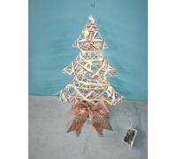 Albero di Natale LED a Batteria h. 40 cm in Ferro e Corda di Canapa, Xmas