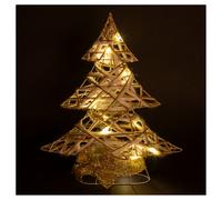 Albero di Natale LED a Batteria h. 40 cm in Ferro e Corda di Canapa, Xmas