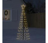 Albero di Natale LED con picchetti, 220 LED bianco caldo, altezza 180 cm, per interni ed esterni, 8 effetti luminosi, risparmio energetico, facile da montare